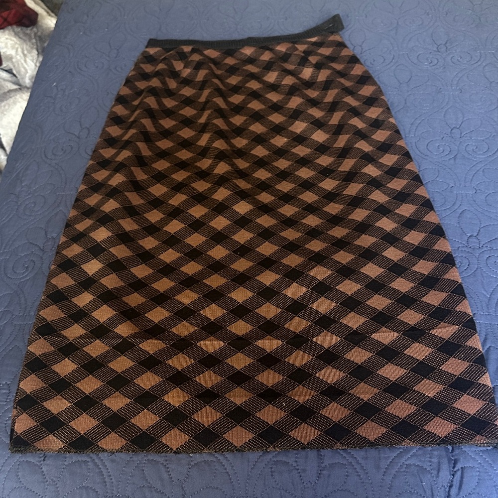 Elegant Checkered Brown Skirt